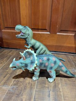 Large Rubber Dinosaur Toy Figures Set of 2