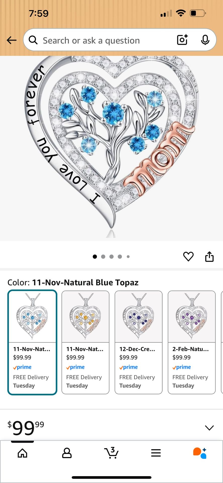 Sterling silver necklace for mother