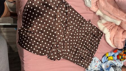Brown Polka Dot Satin dress