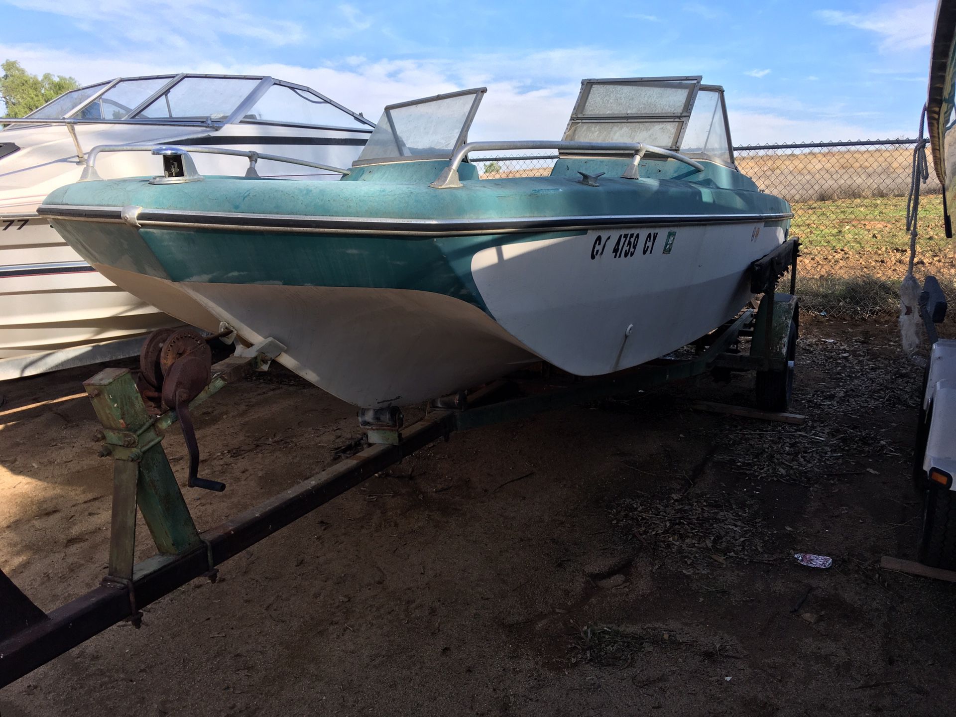 Fishing boat no motor. Glastron 60’s with trailer OBO MAKE OFFER!