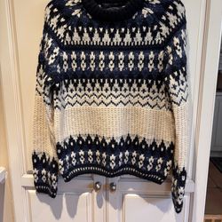 Scotch & Soda Cream and Navy Fair Isle Crewneck Sweater