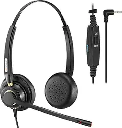 Phone Headset 2.5mm with Noise Canceling Microphone & Mute Switch, Comfort Fit Telephone Headset for Panasonic VTech AT&T Uniden RCA Cisco Gigaset Gra