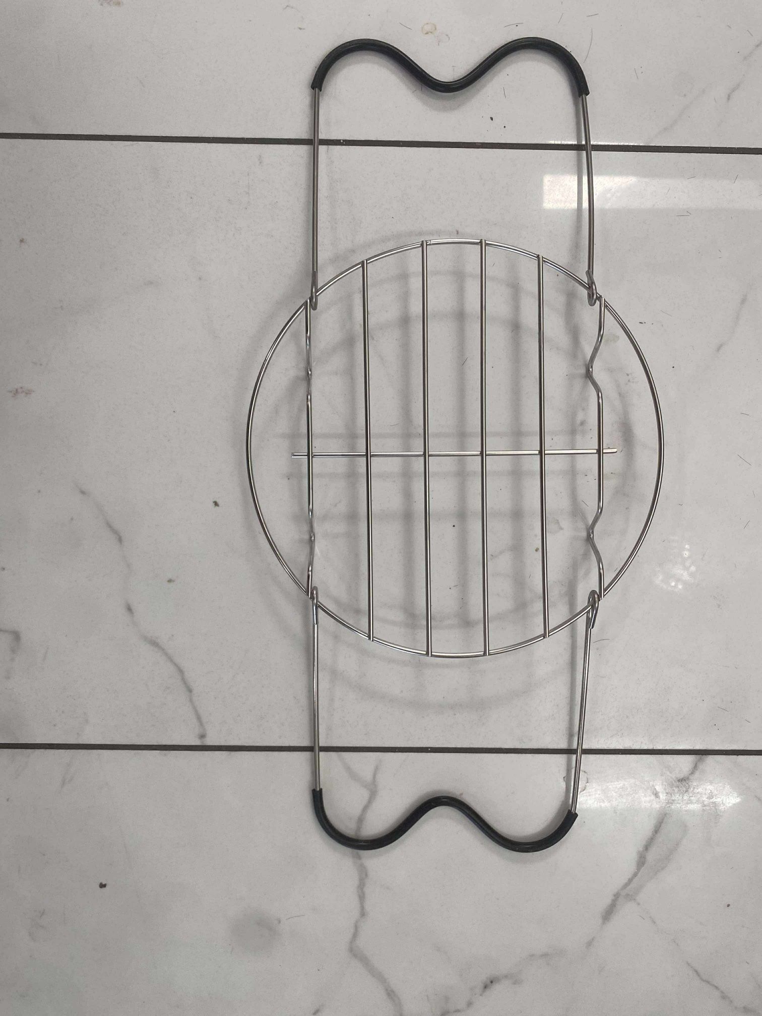 Steamer Rack Trivet with Heat Resistant Silicone Handles Compatible