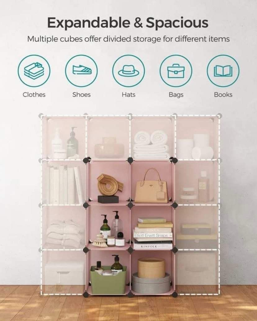 SONGMICS Large 6 Cube Storage Organizer, DIY Closet Shelf, Plastic