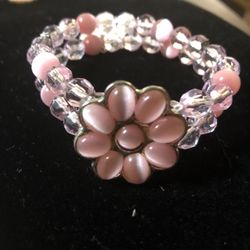 Vintage Women's Bracelet pink Beads Stretch Carol For Eva Graham NWT