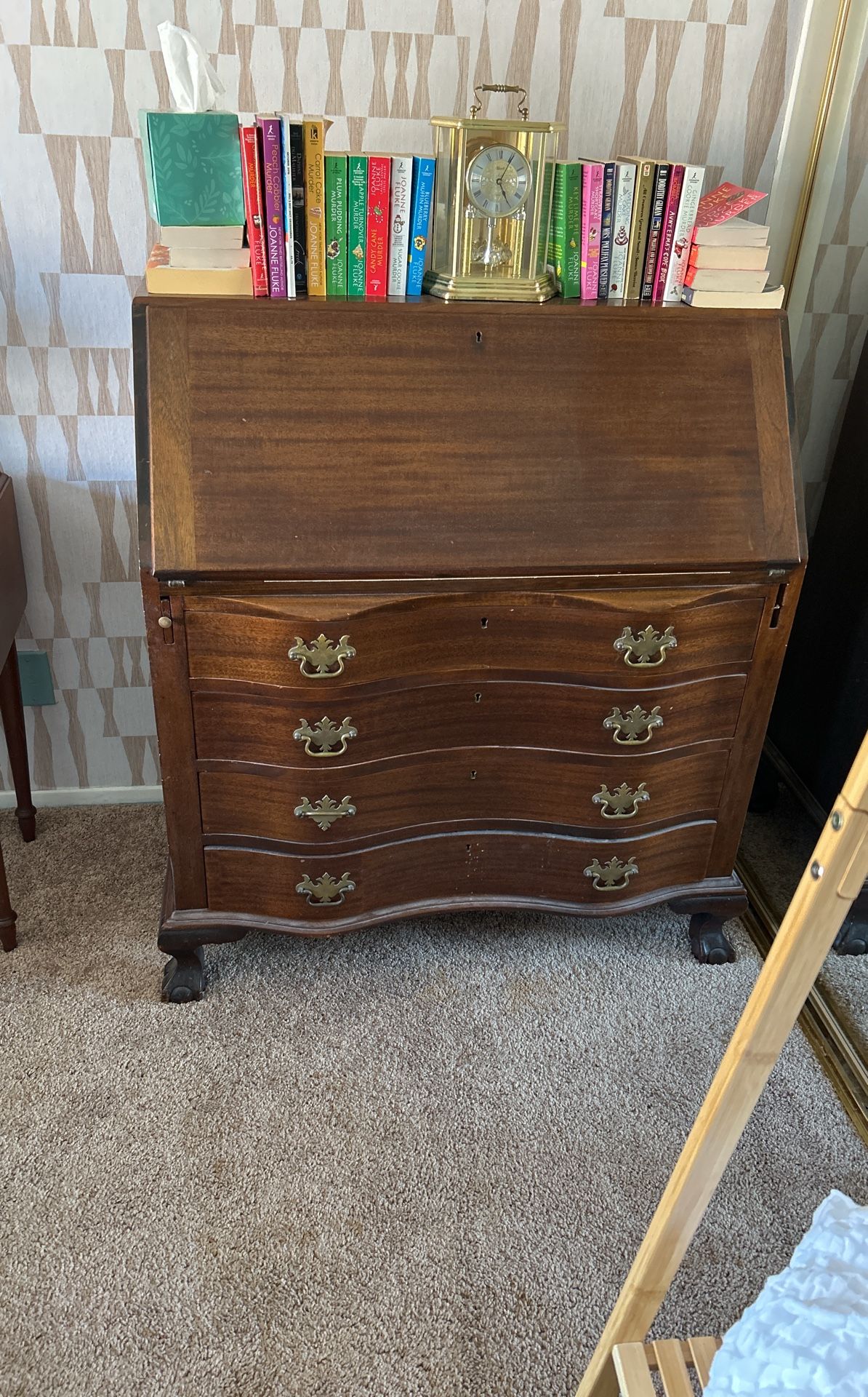 Queen Anne Antique Writing Desk With Drawers