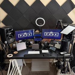 Gaming Desk + Dual Monitor & Speaker Stand