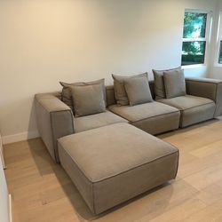  Arhaus Coburn Five-Piece Modular Sectional in Upholstered Gray Capricorn Grey/Left Arm