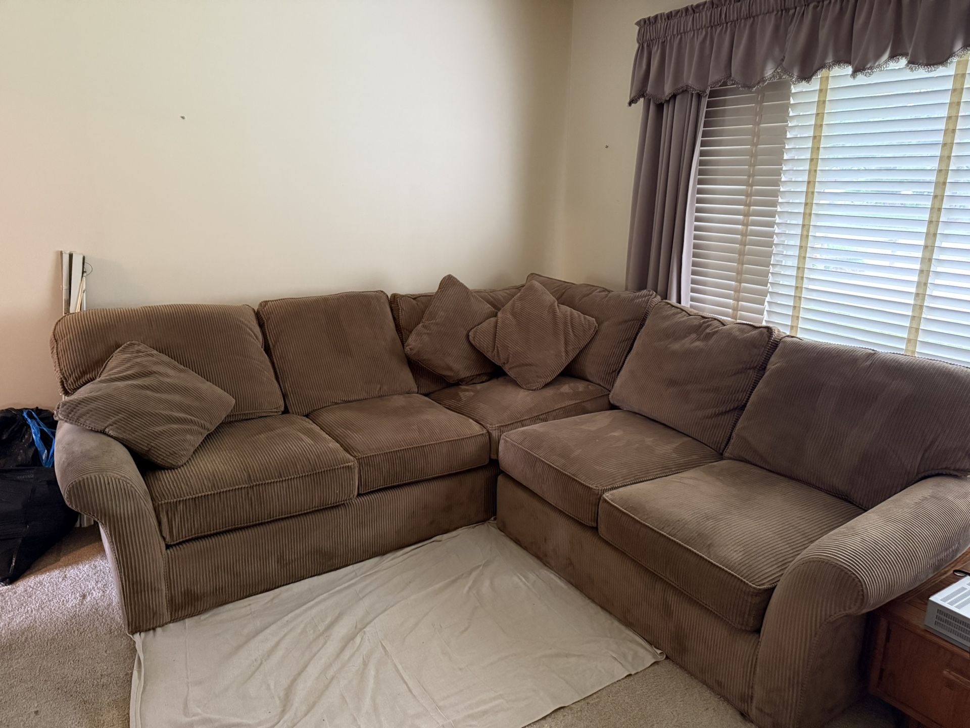 Sectional Sofa - Brown Corduroy - $250 OBO