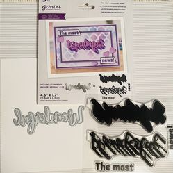 Large 5pc The Most Wonderful News Stamps & Die