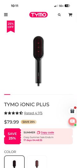 TYMO Hair Straightener Brush - Upgraded Ionic Plus Straightening Brush with Dense Bristles, 16 Temps, Dual Voltage | Ceramic Hot Comb for Women | Flat