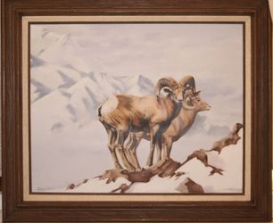 Dave Wade Big Horn Sheep On A Snowy Mountain Painting 
