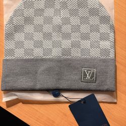 Louis Vuitton Gray Checkered Beanie