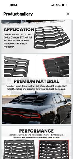 Rear window louver for charger