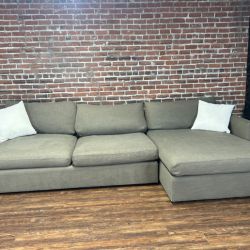 Delivery Available Crate & Barrel Brown two piece sectional sofa retails 3698