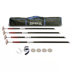 ZipWall 10 ft. Stainless Steel Dust Barrier Poles with 2-Adhesive Zippers and a Carry Bag Black (4-Pack