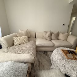 2-Piece Cloud Sectional Sofa  - Ivory/Beige