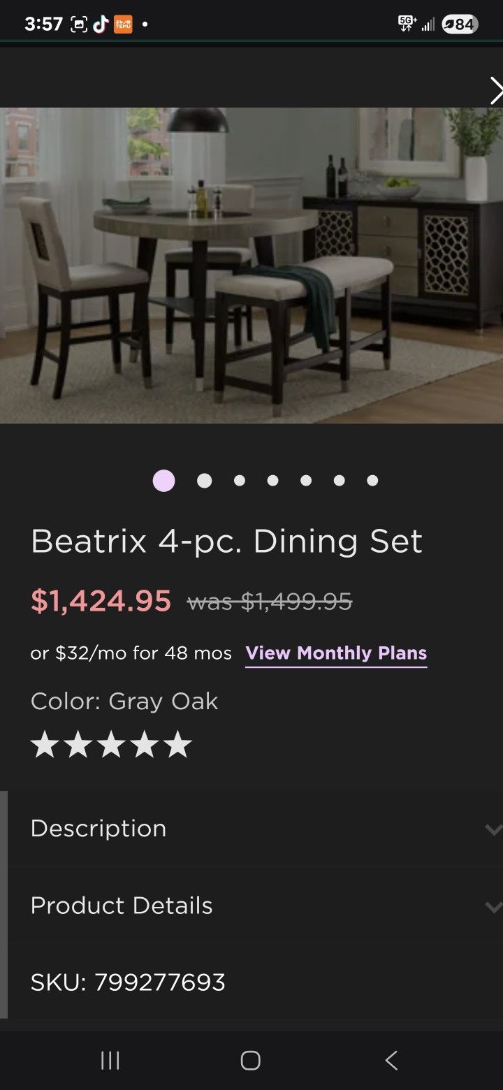 Beatrix 5 Piece Dining Set