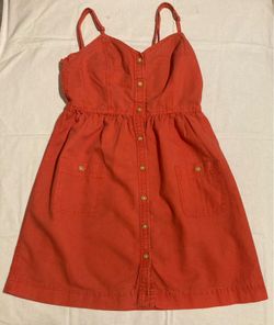 Aerie Women’s Button Front Coral Orange Mini Sleeveless Dress Size XSmall Beach