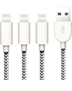 MFi Certified iPhone Charging Cable 3 Pack 6FT Nylon Braided Fast USB Charging&Syncing Cord Lightning Cables Cell-Phone Charger Compatible iPhone XS