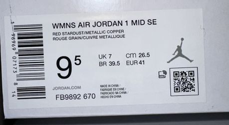 9.5W Jordan 1 Mid SE Red Stardust (Women's)