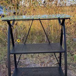 Black Metal Desk With Removable Tempered Glass Top-FIRM