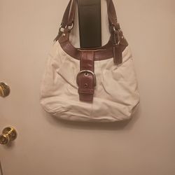 White Leathr Mint Coach Bag
