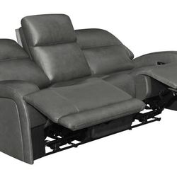 New Genuine Leather Power Recliner Sofa
