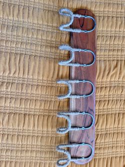 Wooden Wall Hook Rack with Rope-Wrapped Hooks