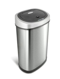 Nine Stars Automatic Kitchen Trash Can, 13 Gallon Stainless Steel Motion Sensor Garbage Bin with Soft Close Lid, Silver