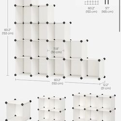 SONGMICS Cube Storage Organizer Closet Organizers Set of 16 Cube - Cream White