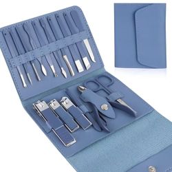 Manicure Set Nail Clippers Pedicure Kit,16 pcs Stainless Steel Nail Care Tools Grooming Kit with Luxurious Travel Leather Case for Thick Nails Men Wom