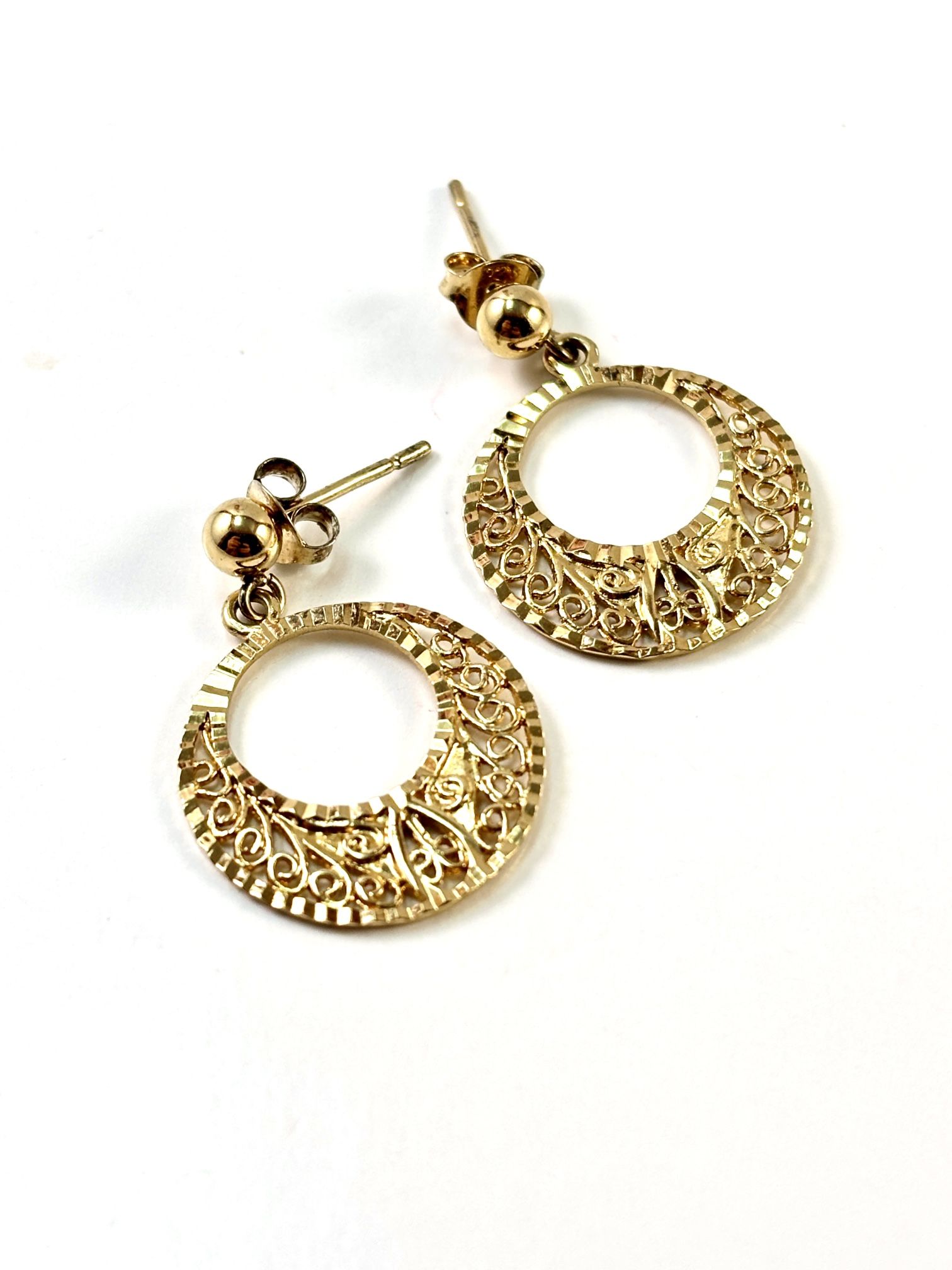  925 Silver Gold Vermeil Filigree Hoop Earrings