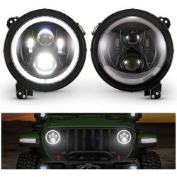 9 Inch Round LED Headlights Halo DRL for Jeep Wrangler JL 2018-2023 Jeep Gladiator JT
