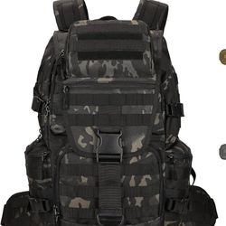 50L Military Tactical Backpack 3 Day Assault Pack Molle Daypack Hiking Backpack for Men and Women (Black Tie-Dye) 