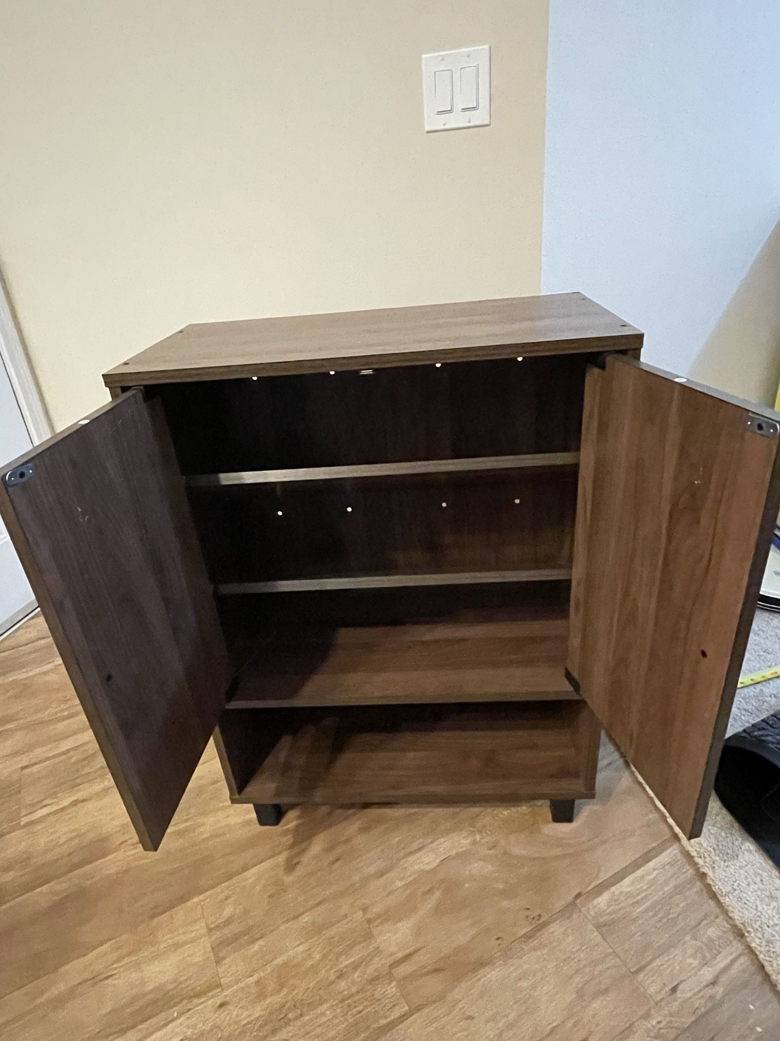 Modern and Contemporary Walnut Brown 2-Door Shoe Storage Cabinet - Good Condition -$70