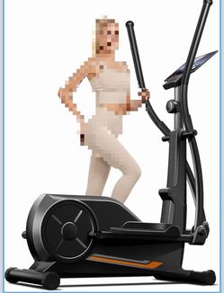 F) Elliptical Exercise Machine, Elliptical Machine for Home with Hyper-Quiet Magnetic Driving System,8 Levels Resistance,Compact Elliptical with 12IN 