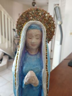 Vintage Virgin Mary Papier Mache Statue 12.5" Tall *20.00 Firm* Handcrafted Religion Collectibles