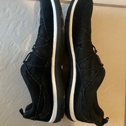 Clarks Privo Shoes Womens 9 Black Suede Leather Bungee Cord Lace Up Loafers