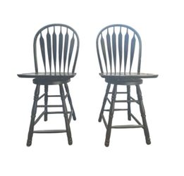 Set of 2 Black Wood Swivel Bar Stools – Modern Classic Style