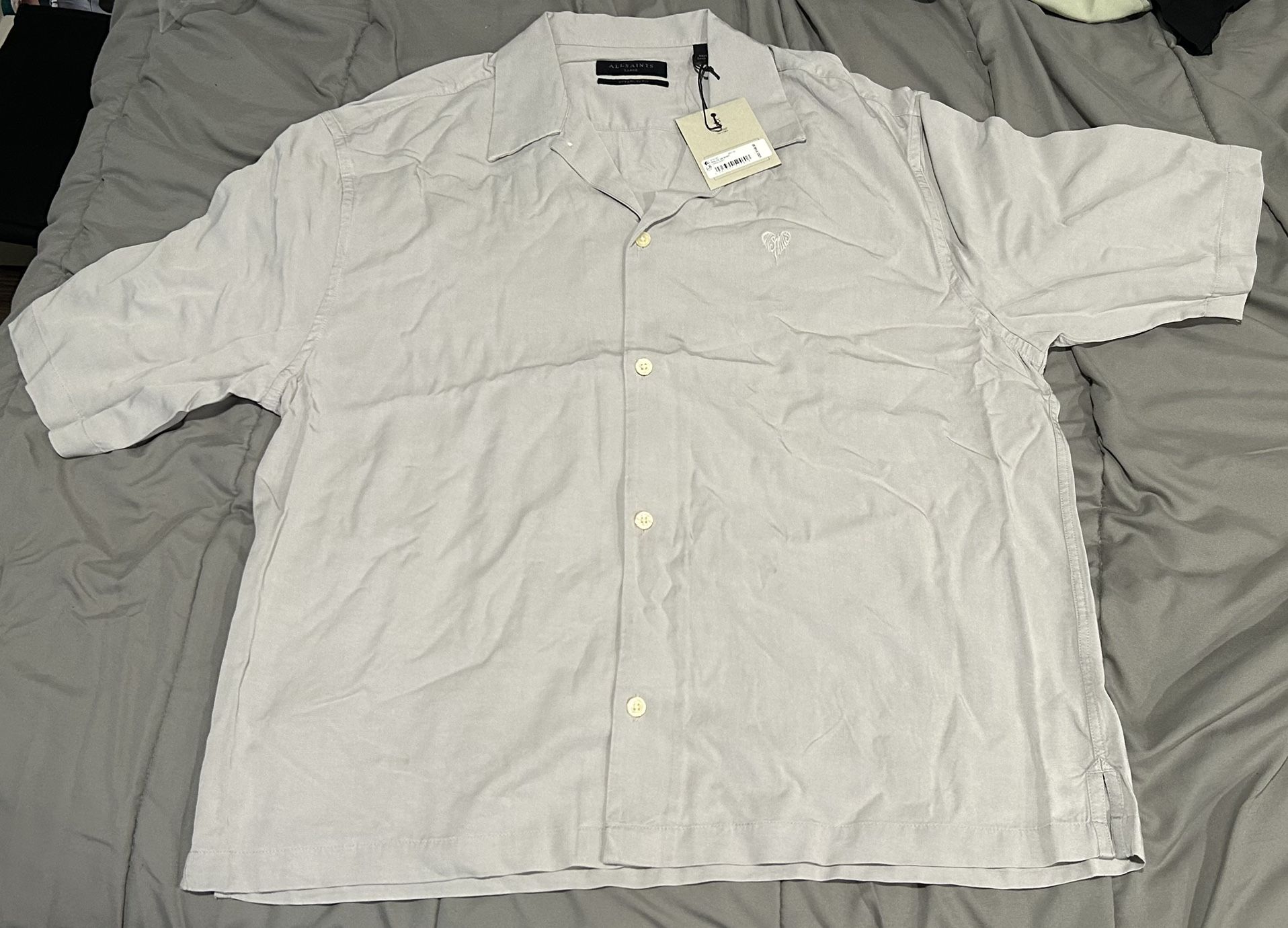 All Saints Men’s Grey Short Sleeve Shirt