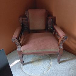 Antique Gothic Throne Arm Chair