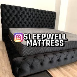 New King Bed Frame With Mattress 