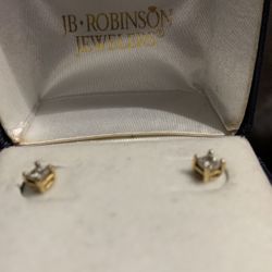 1/2 Diamond Earrings 14 Yellow Gold (Princess cut) 