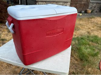 Rubbermaid Red Cooler. 23” x 13” x 18” tall