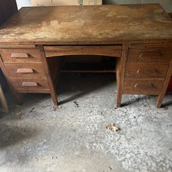 Vintage Solid Oak Desk