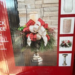 Holiday Candlestick Centerpiece With LED candle New 
