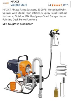 MAXXT Airless Paint Sprayers, 3300PSI Motorized Paint Sprayer with Stand, High Efficiency Spray Paint Machine for Home, Outdoor DIY Handyman Shed Gara