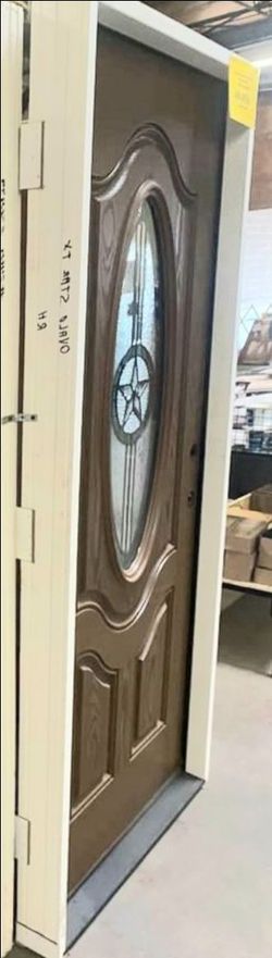 Fiberglass Entry Door with Oval Star Glass