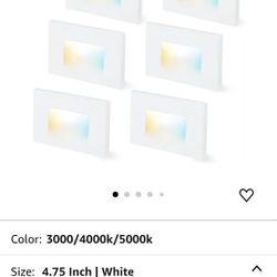 CLOUDY BAY Dimmable Upgraded 3 Color 120V LED Indoor Outdoor Step Lights,3000K/4000K/5000K 3W 100lm,Stair Light,White,6 Pack